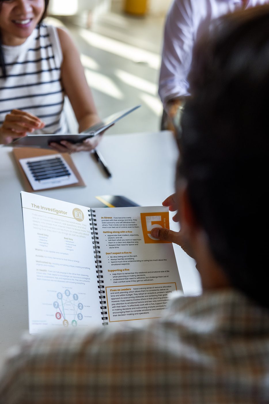 A team reading their Bettermeant Enneagram guides during a workshop